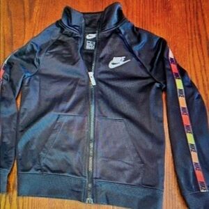 Kids Black Jacket with Rainbow Stripes